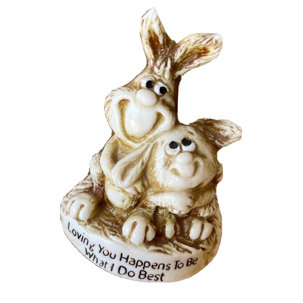 The Great American Dream Co Bunny Rabbit Loving You Figurine Statue 1976 Vintage